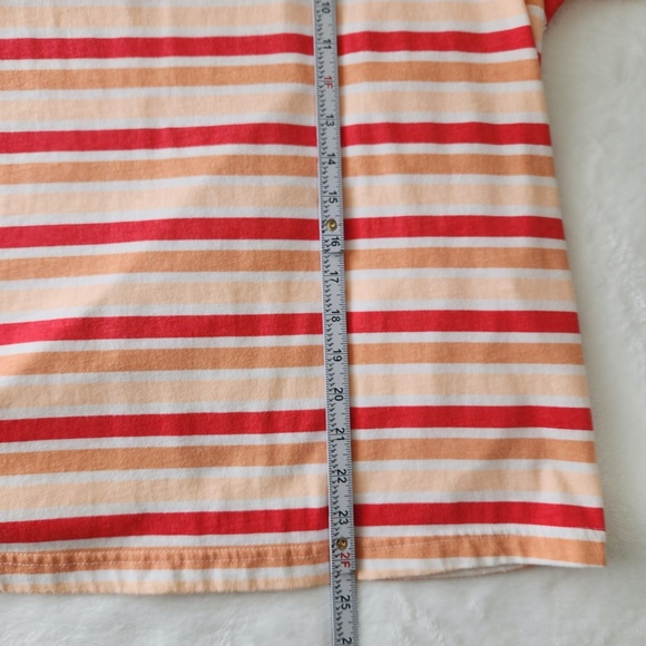 Vintage 90s Peach Striped Short Sleeve T- Shirt Orange White Casual Size XL - Picture 8 of 8
